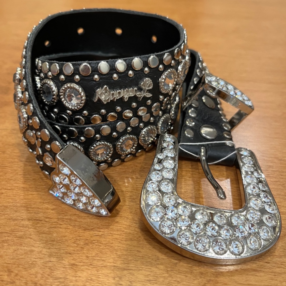 Kippys crystal rhinestone belt black size 30